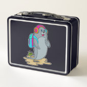 バックパック付きハイカーとしてシール メタルランチボックス (裏面)