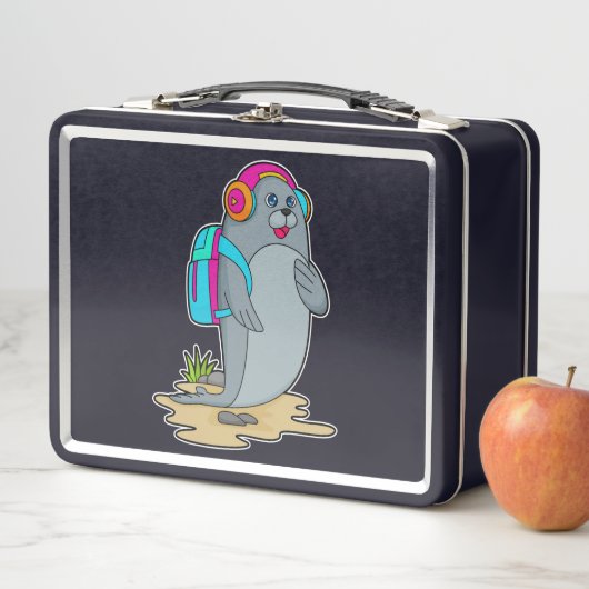 バックパック付きハイカーとしてシール メタルランチボックス (インサイチュ)