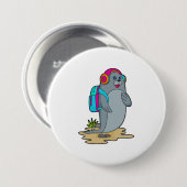 バックパック付きハイカーとしてシール 缶バッジ (正面&裏面)