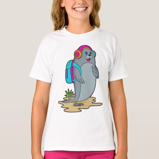 バックパック付きハイカーとしてシール Tシャツ (正面)