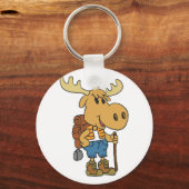 バックパック付きムース旅行者 |背景色 キーホルダー (正面)