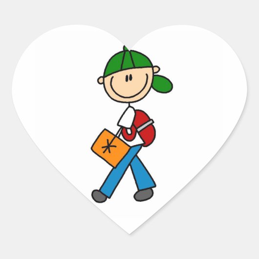 バックパック付き少年 ハートシール (正面)