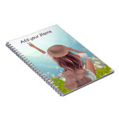 バックパック旅行休暇を持つ女の子 ノートブック (右側)