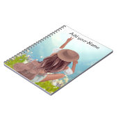 バックパック旅行休暇を持つ女の子 ノートブック (左側)