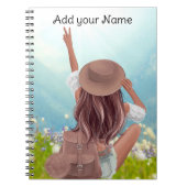 バックパック旅行休暇を持つ女の子 ノートブック (正面)