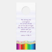 バックパック賛美の色鉛筆チャーチラベル ドアノブサイン (裏面)