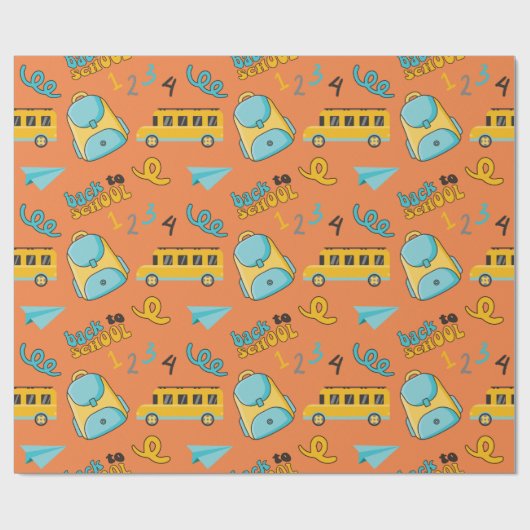 バックパック、スクールバスとシームレスなラッピング紙 ラッピングペーパー (フラット)