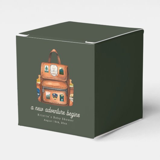 バックパック+ボトルグリーンウッドランドベビーシャワー フェイバーボックス (正面サイド)