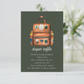 バックパック+ボトルグリーンベビーシャワーおむつラッフル エンクロージャーカード (スタンド正面)