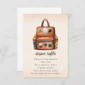 バックパック+ボトルベビーシャワーおむつラッフル エンクロージャーカード (正面/裏面)