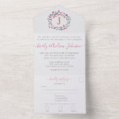 バックピンクとグリーンピーニーのリースシンプル オールインワン招待状 (内側)