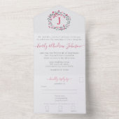 バックピンク牡丹リースシンプル全モダン体 オールインワン招待状 (内側)