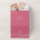 バックピンク牡丹リースシンプル全モダン体 オールインワン招待状 (外側)