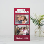 バックファミリーに2枚のフォトクリスマスレッド追加メッセージ シーズンカード (スタンド正面)