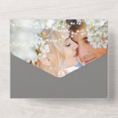 バックブルーピーニーリースシンプルヴィンテージ オールインワン招待状 (裏面)