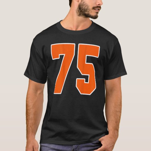 バックプリントオレンジスポーツブロック番号75 For Sport Tシャツ (正面)