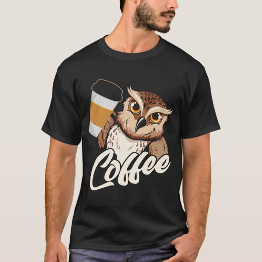バックプリントコーヒーフクロウ Tシャツ (正面)