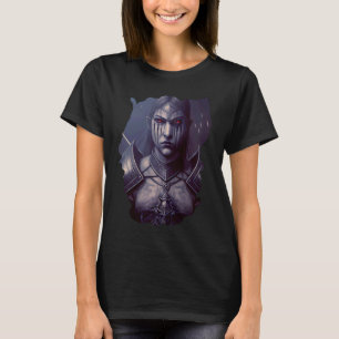 バックプリント女性の吸血鬼の騎士の影 Tシャツ