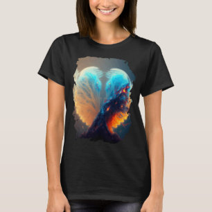 バックプリント宇宙スノウグローブ無限のシンボル Tシャツ