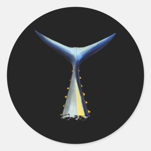 バックプリント深い海魚釣りマグロ尾クロマグロ ラウンドシール (正面)