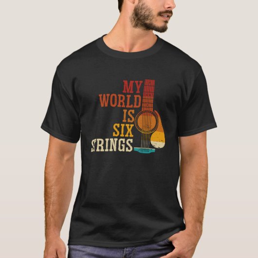 バックプリント私の世界は6弦ギター Tシャツ (正面)