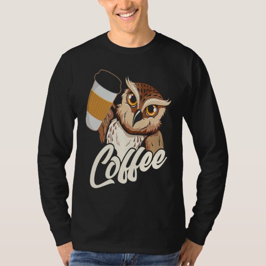 バックプリント コーヒー フクロウ Tシャツ (正面)