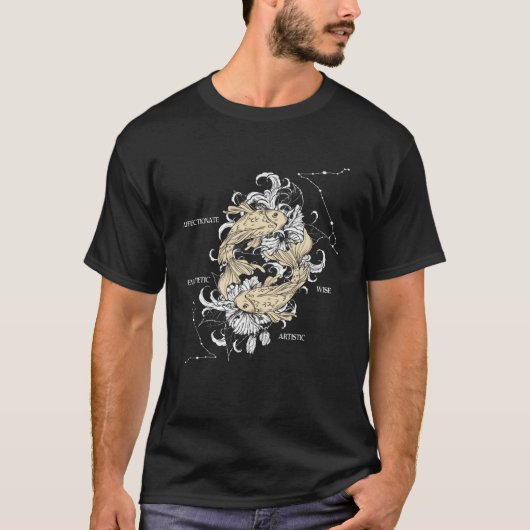 バックプリント 星座 魚座 Tシャツ (正面)