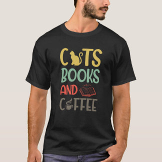 バックプリント 猫 本とコーヒー 猫 本とコーヒー Tシャツ