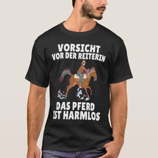 バックプリント 馬は無害 乗る人注意 Tシャツ (正面)