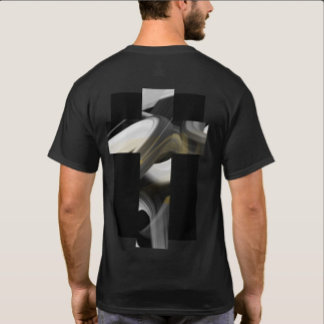 バックプリントTシャツトレンドアブストラクト ブラック ホワイト Tシャツ