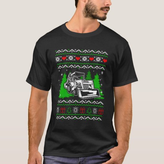 バックホおもしろいクリスマスズアンリークリスマス Tシャツ (正面)