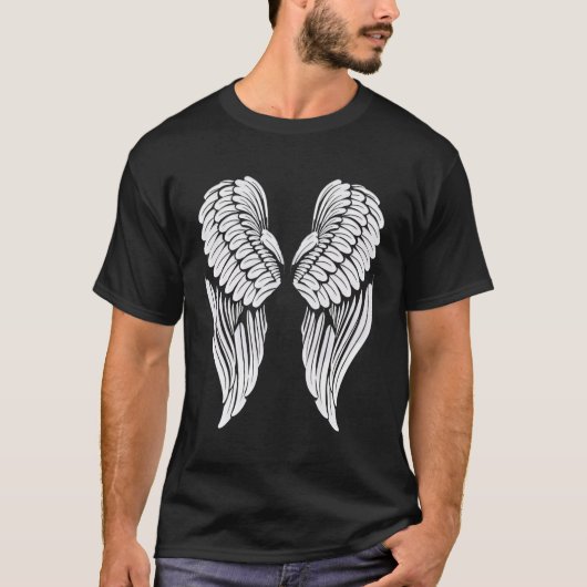 バックホワイトエンジェルウィングス Tシャツ (正面)
