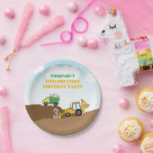 バックホーとダンプトラック少年の誕生日パーティー ペーパープレート (パーティー)