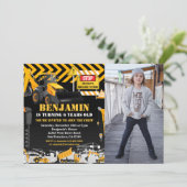 バックホー工事の誕生日パーティーの写真 招待状 (スタンド正面)