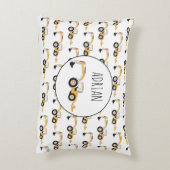 バックホー建築トラック名前をカスタムする アクセントクッション (裏面(縦))