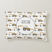 バックホー建築トラック名前をカスタムする アクセントクッション (裏面)