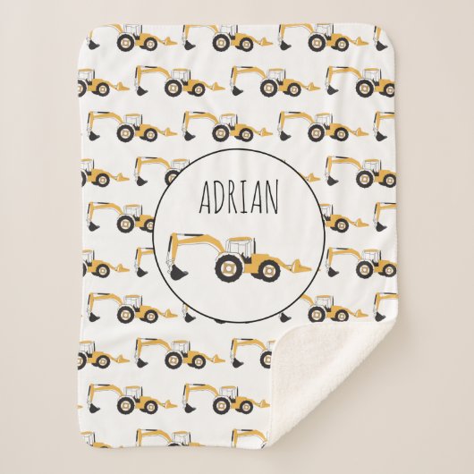 バックホー建築トラック名前をカスタムする シェルパブランケット (正面)