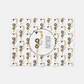 バックホー建築トラック名前をカスタムする フリースブランケット (正面(横))