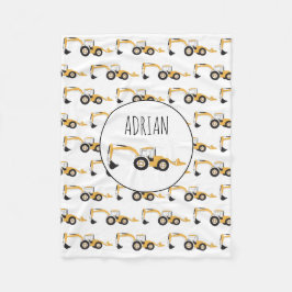バックホー建築トラック名前をカスタムする フリースブランケット