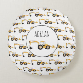 バックホー建築トラック名前をカスタムする ラウンドクッション