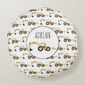 バックホー建築トラック名前をカスタムする ラウンドクッション (裏面)