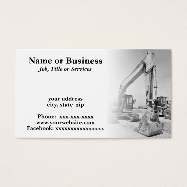 バックホー建築機器（白黒） (正面)