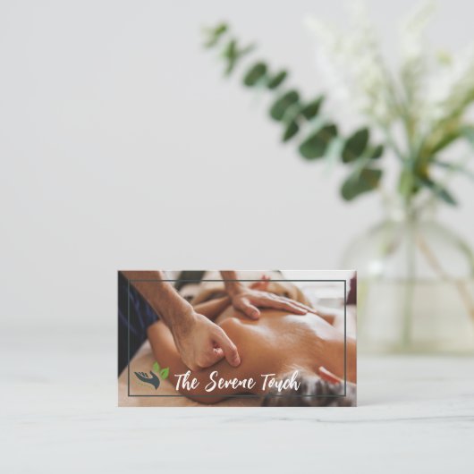 バックマッサージを受ける女性 名刺 (スタンド正面)