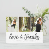 バックメッセージ付きシックなスクリプトフォトサンキューカード サンキューカード (スタンド正面)