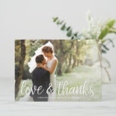 バックメッセージ付きシックなスクリプトフォトサンキューカード サンキューカード (スタンド正面)