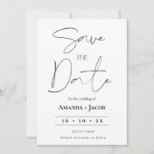 バックモダンでのミニマル写真日付の保存 招待状 (正面)