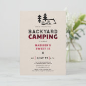 バックヤードキャンピングアウトドアパーティーレッドプレイドスウィート16 招待状 (スタンド正面)