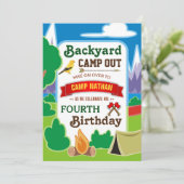 バックヤードキャンプアウト |キャンピングバースデーパーティー招待状 招待状 (スタンド正面)