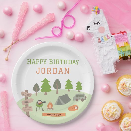 バックヤードキャンプ誕生日アンダーザスターズアウトドア ペーパープレート (パーティー)