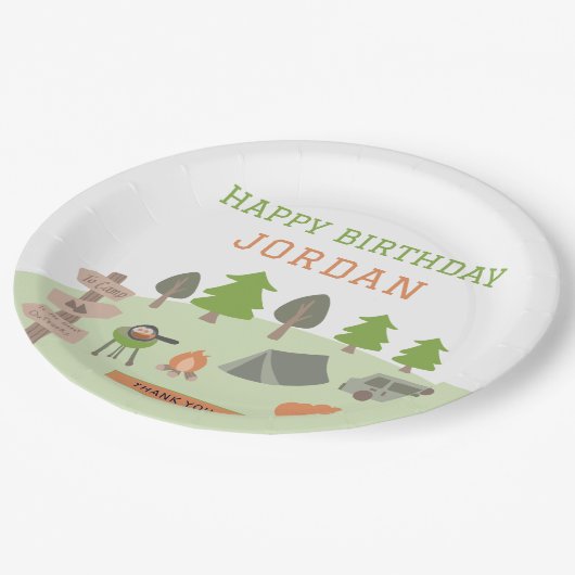 バックヤードキャンプ誕生日アンダーザスターズアウトドア ペーパープレート (アングル)